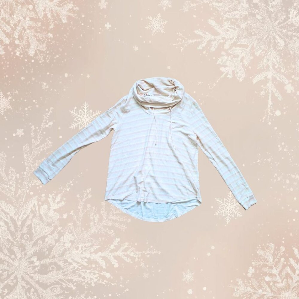 🕊️ Knox Rose Small Cowl Neck Sweatshirt – Soft Stripes & Liquidation Luxe Eleva